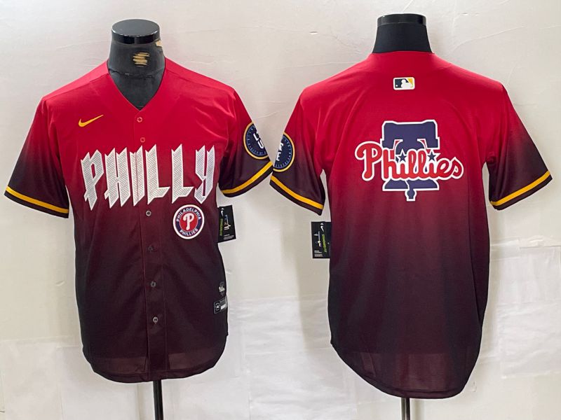 Men Philadelphia Phillies Blank Red City Edition Nike 2024 MLB Jersey style 6